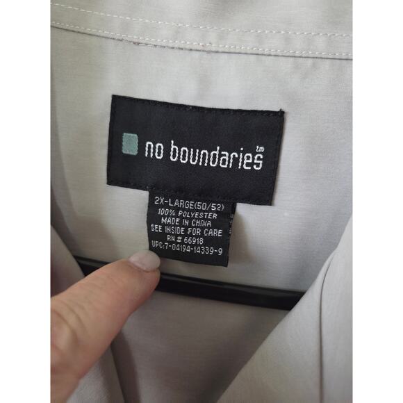 Vtg Y2K No Boundaries 2XL Black Gray Flames Graphic Button up Shirt Tribal - Picture 5 of 8